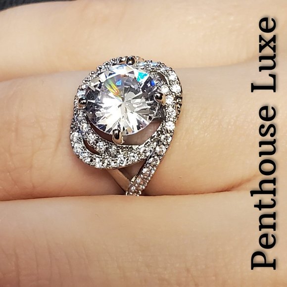 🔥CLEARANCE! Galaxy Vortex Brilliant Cut Diamond Silver Ring - Picture 3 of 6